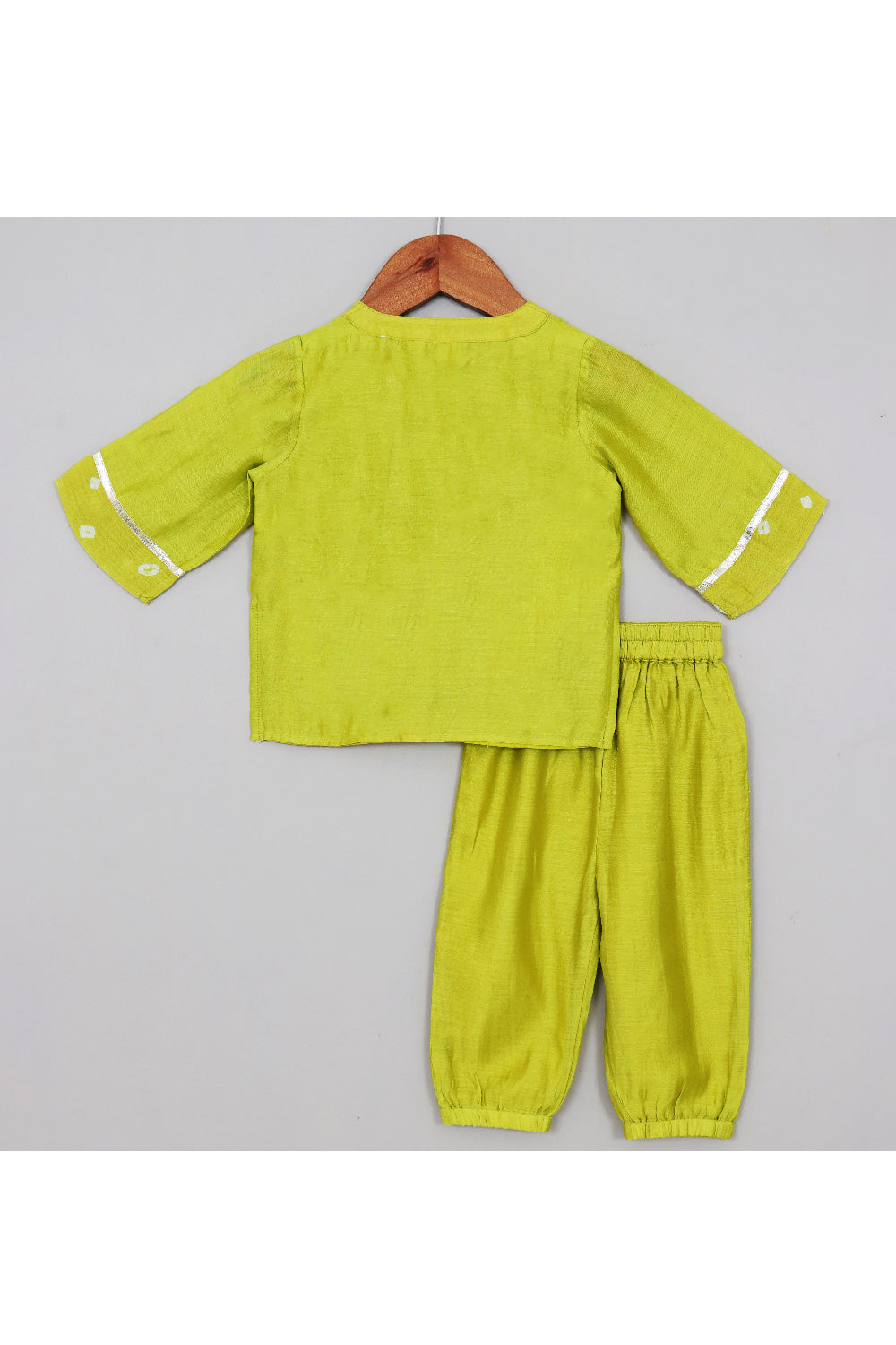 Lime Green Lace Detailing High Low Kurta With Balloon Pant
