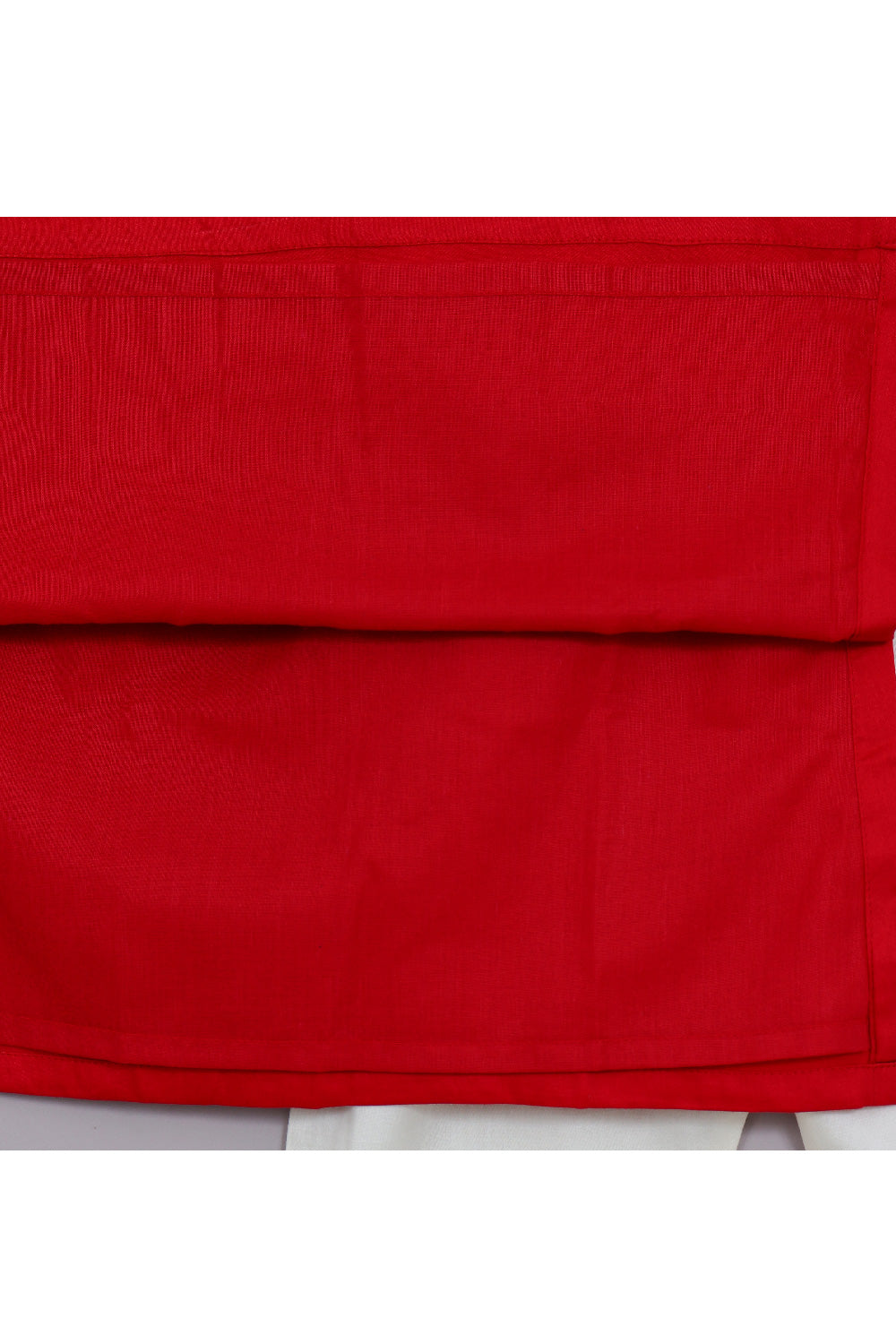 Red Floral Dori Work Cotton Satin Kurta With Pyjama Set