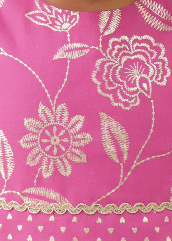 Pink Floral Printed Crop Top With Dhoti Set