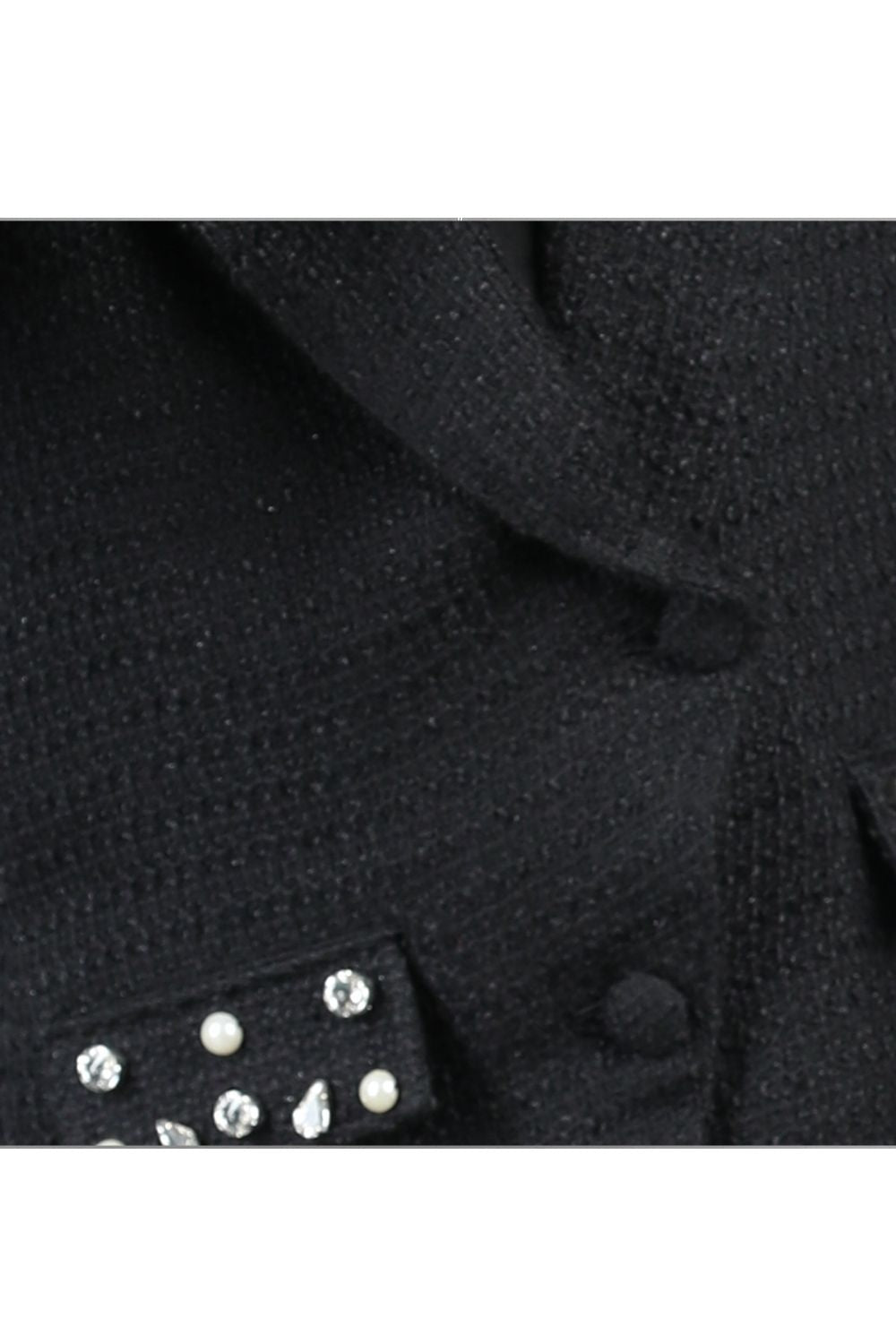 Black Tweed Detailing Pocket Dress