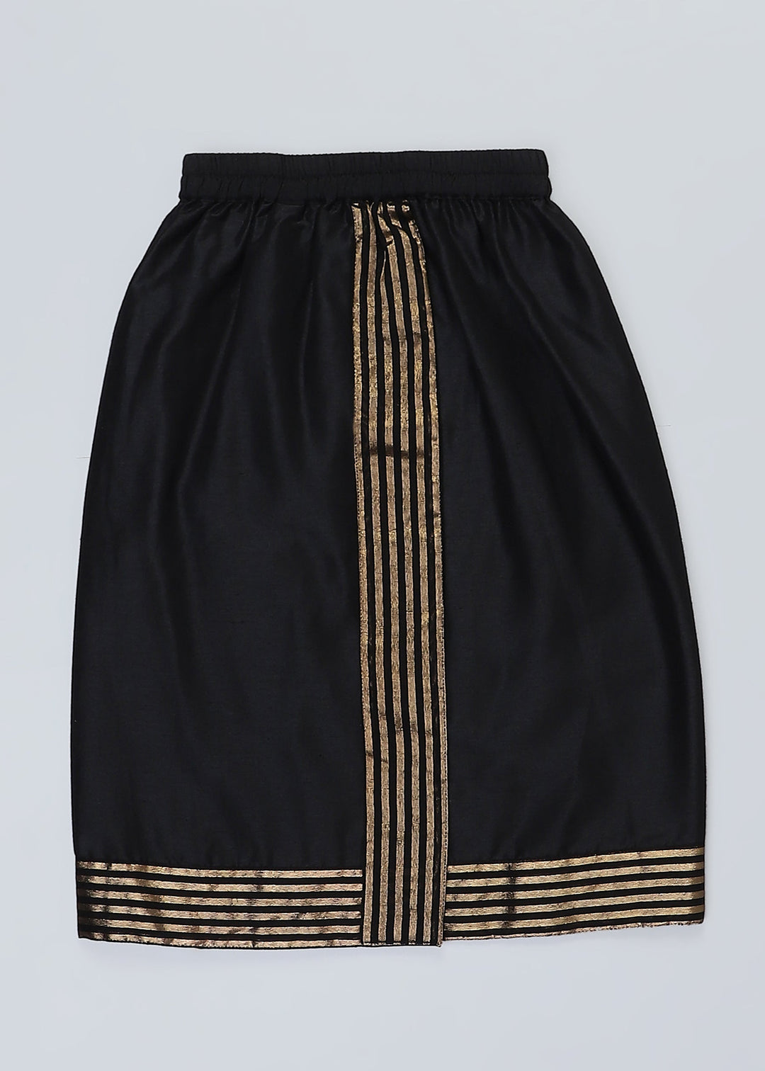 Black Cotton Silk Shirt Lungi With Patka Set