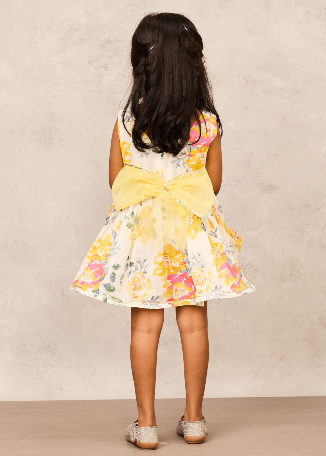 Yellow Cotton Gota Lace Detailing Sleeveless Dress