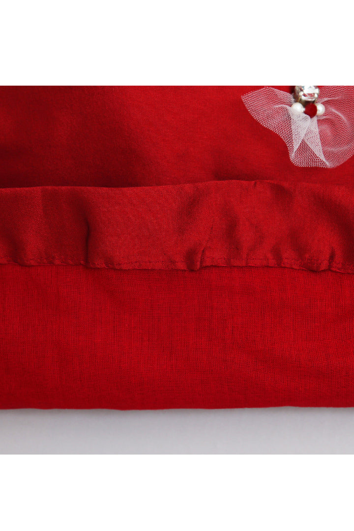 Maroon Pearl Detailing Cold Shoulder Dress