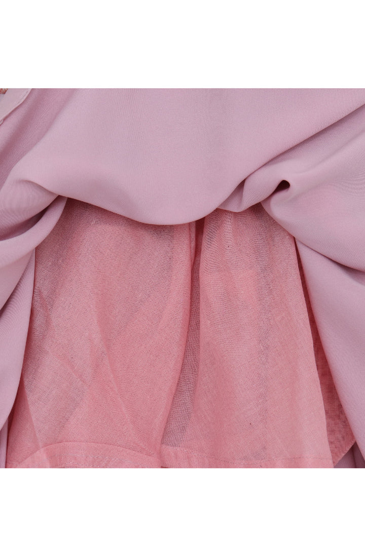 Rose Pink Handmade Flower Detailing Satin Dress