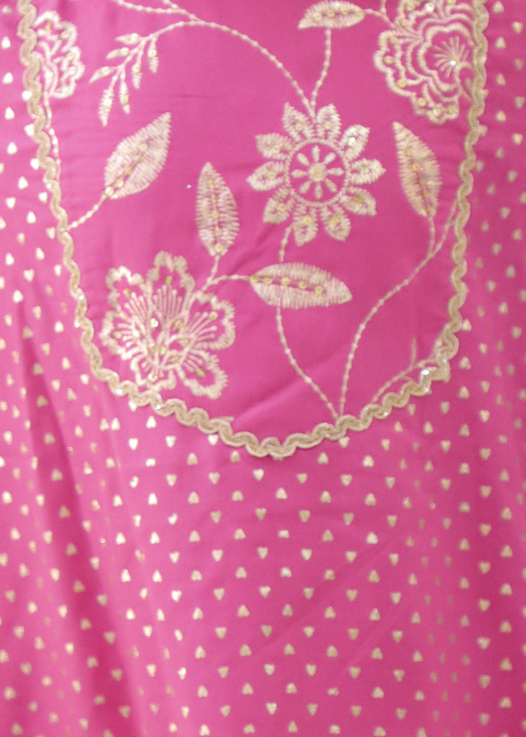 Pink Heart Pattern Foil Printed Kurta With Sharara And Dupatta Set