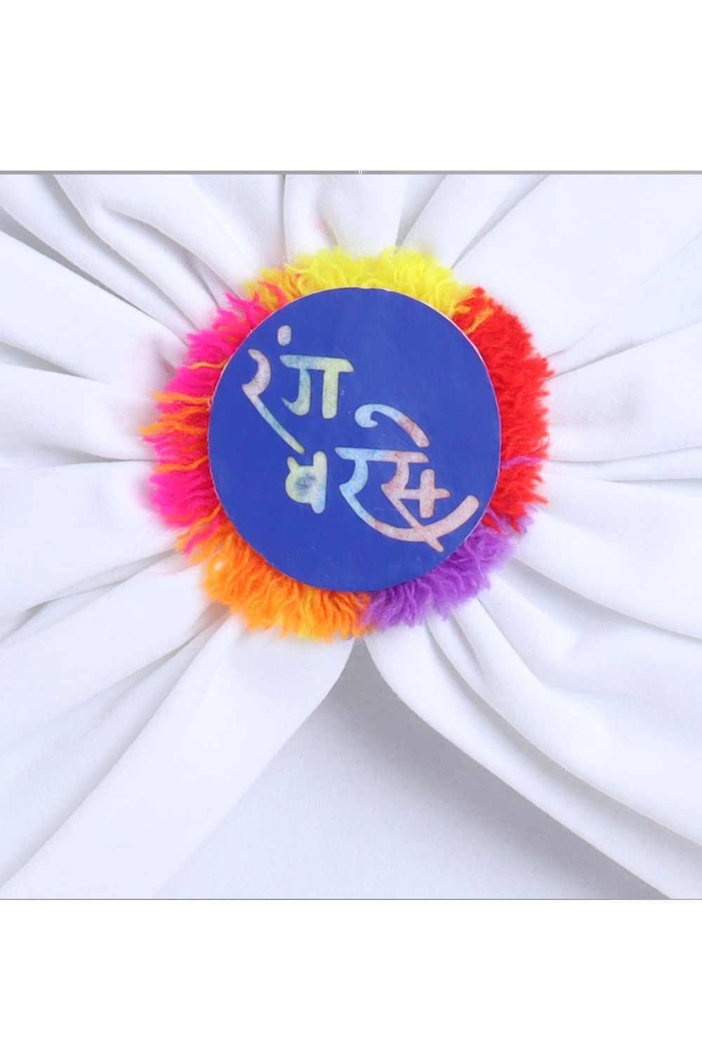 Unisex Cotton Rang Barse Adult Turban Cap- White/Black