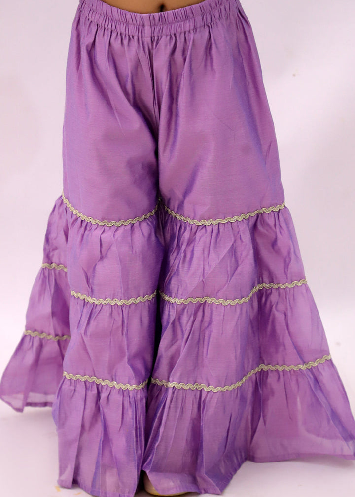 Mishti Purple Floral Printed Kurta Sharara With Dupatta Set