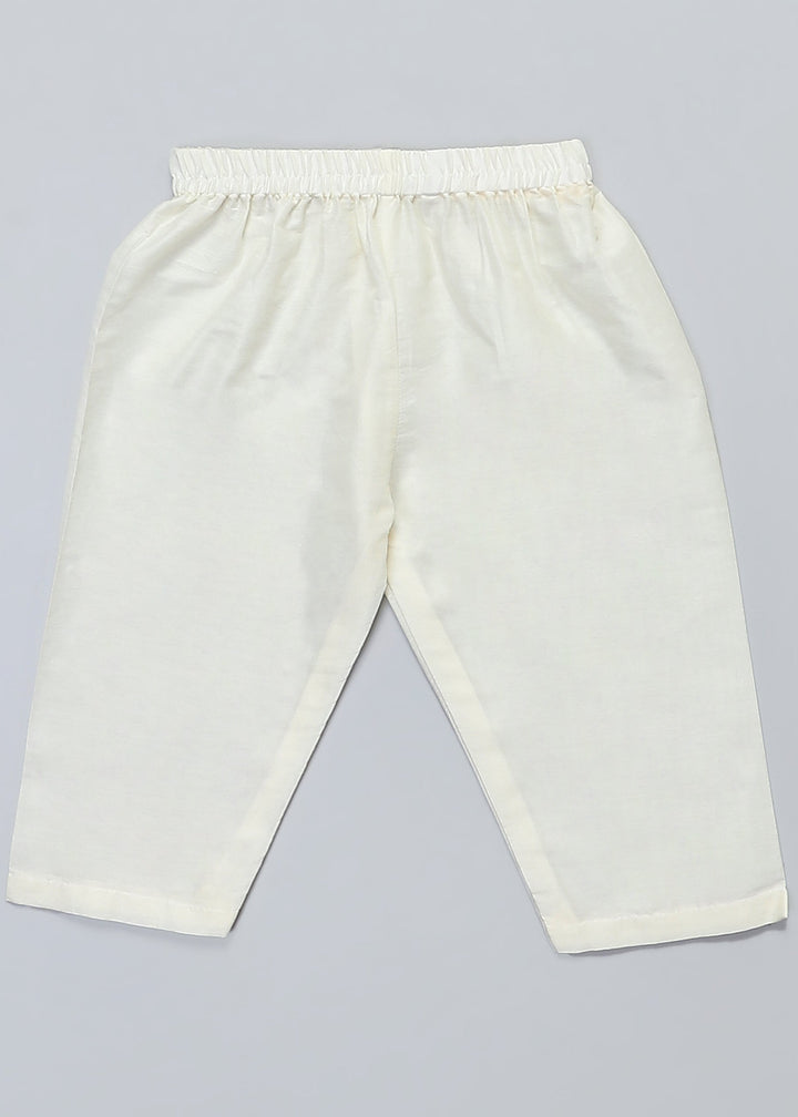 Yellow Cotton Laxmi Feet Kurta With Pyjama Set