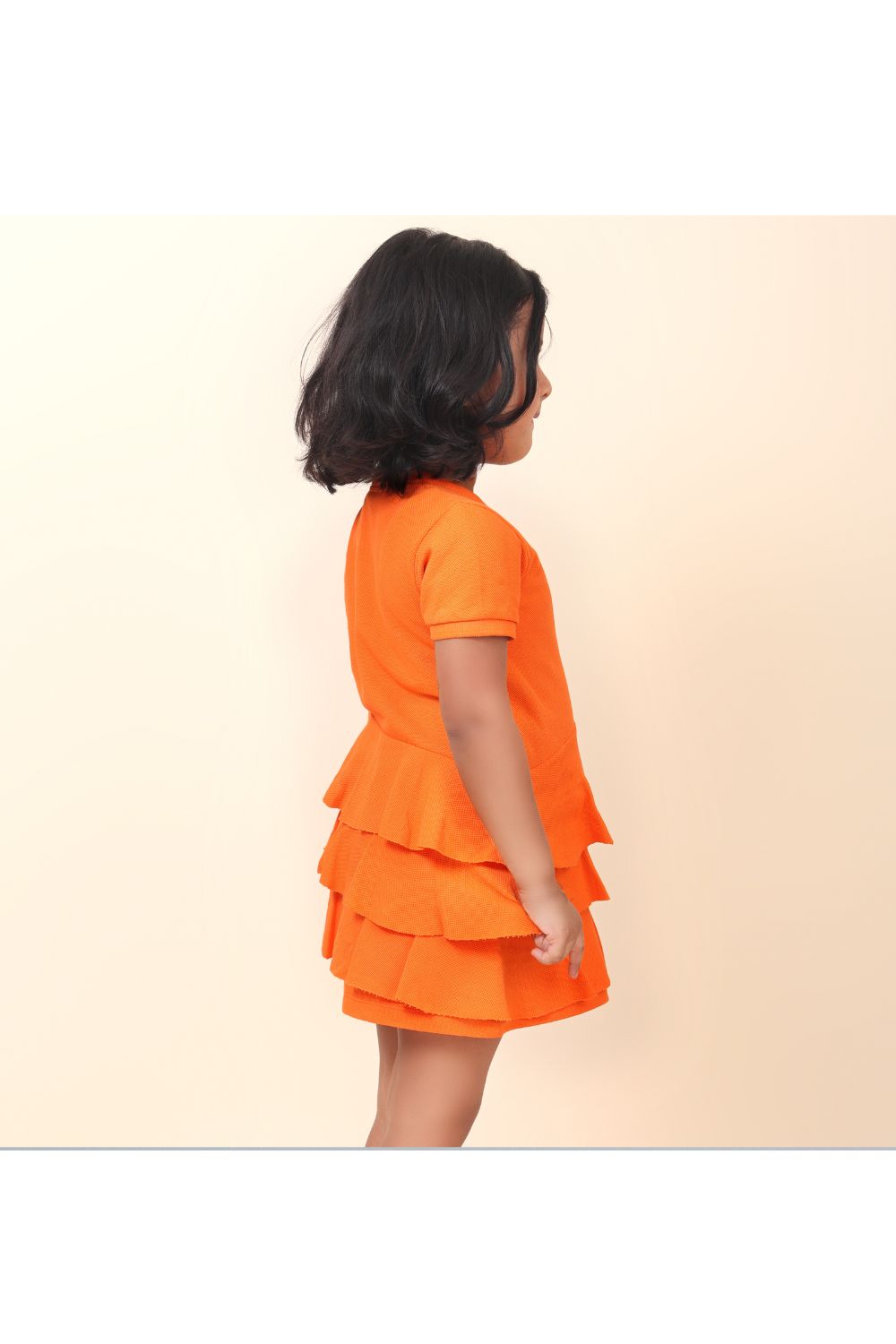 Orange Hand Embroidered Cup Cake Polo dress