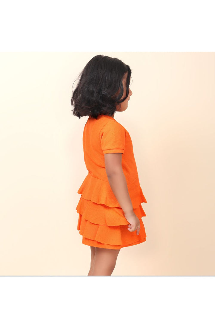 Orange Hand Embroidered Cup Cake Polo dress