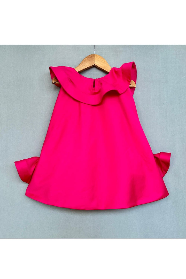 Pink Ruffle Heart Embroidered Dress