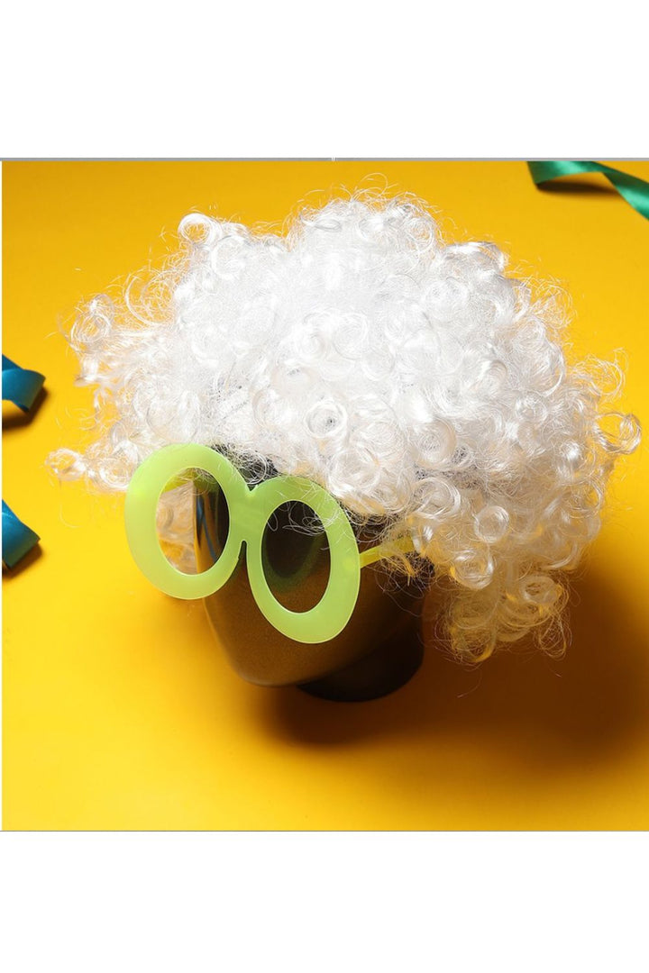 Holi Theme Colorful Wig & Glasses- Multicolor/White