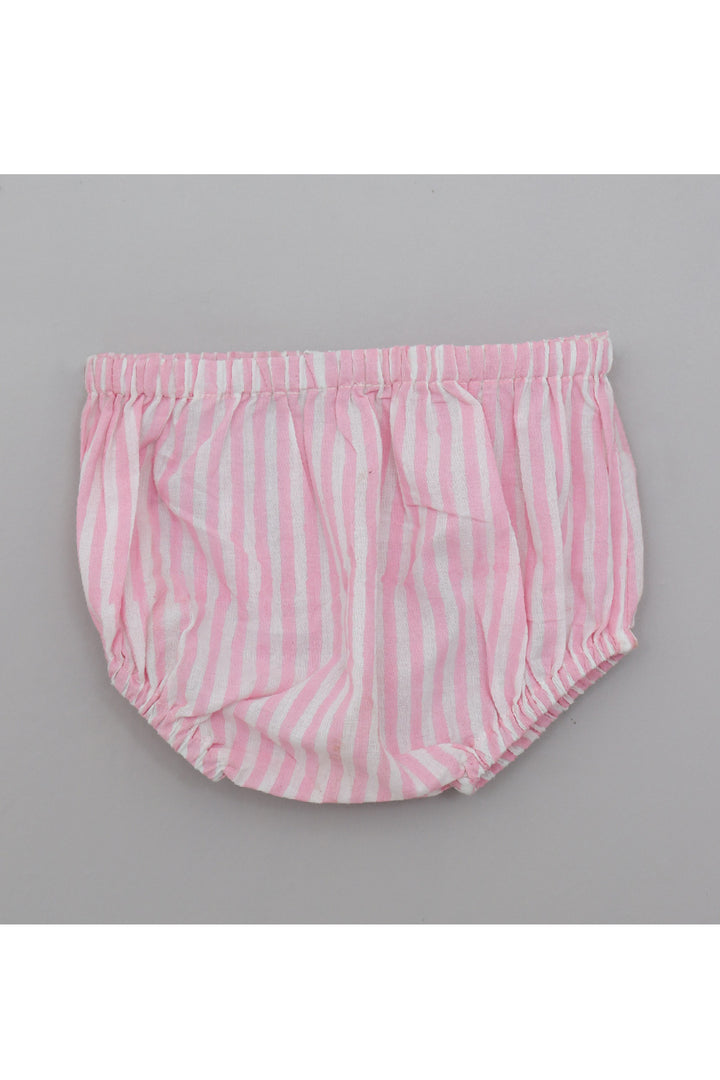 Blue And Pink Floral Printed Pure Cotton Dress With Bloomer