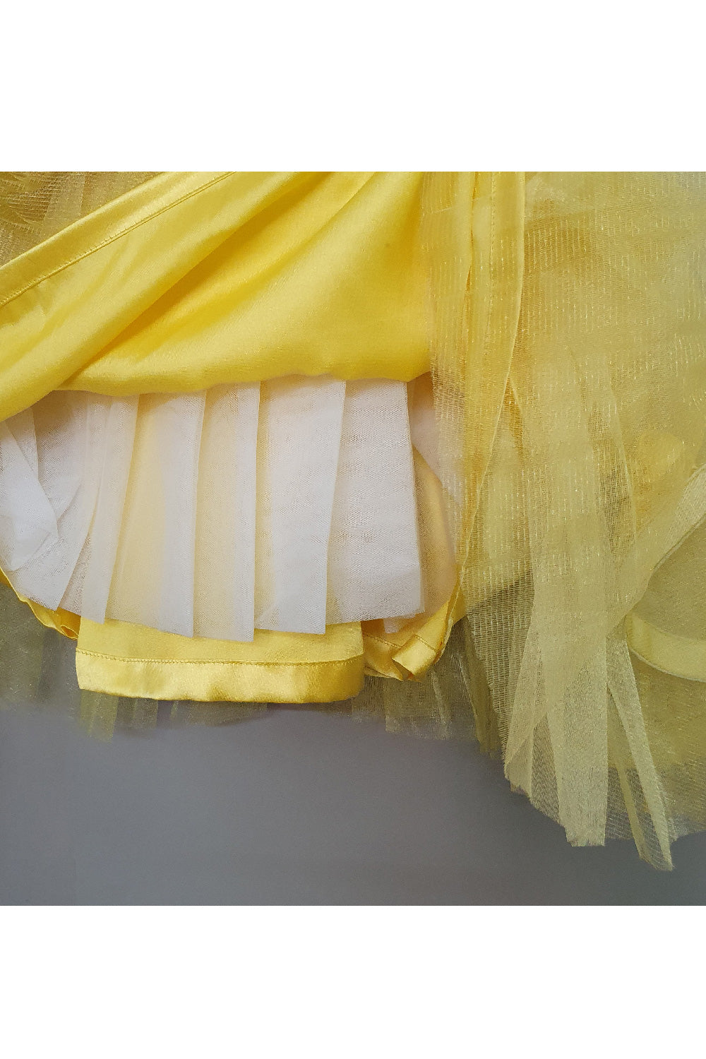 Yellow One Shoulder Pearl Detailing Net Dress