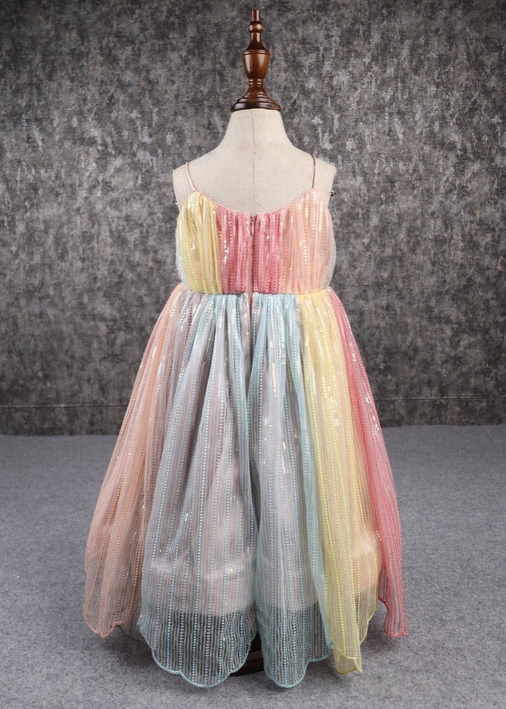 Multicolor Sequence Thread Embroidered Spaghetti Strap Anarkali