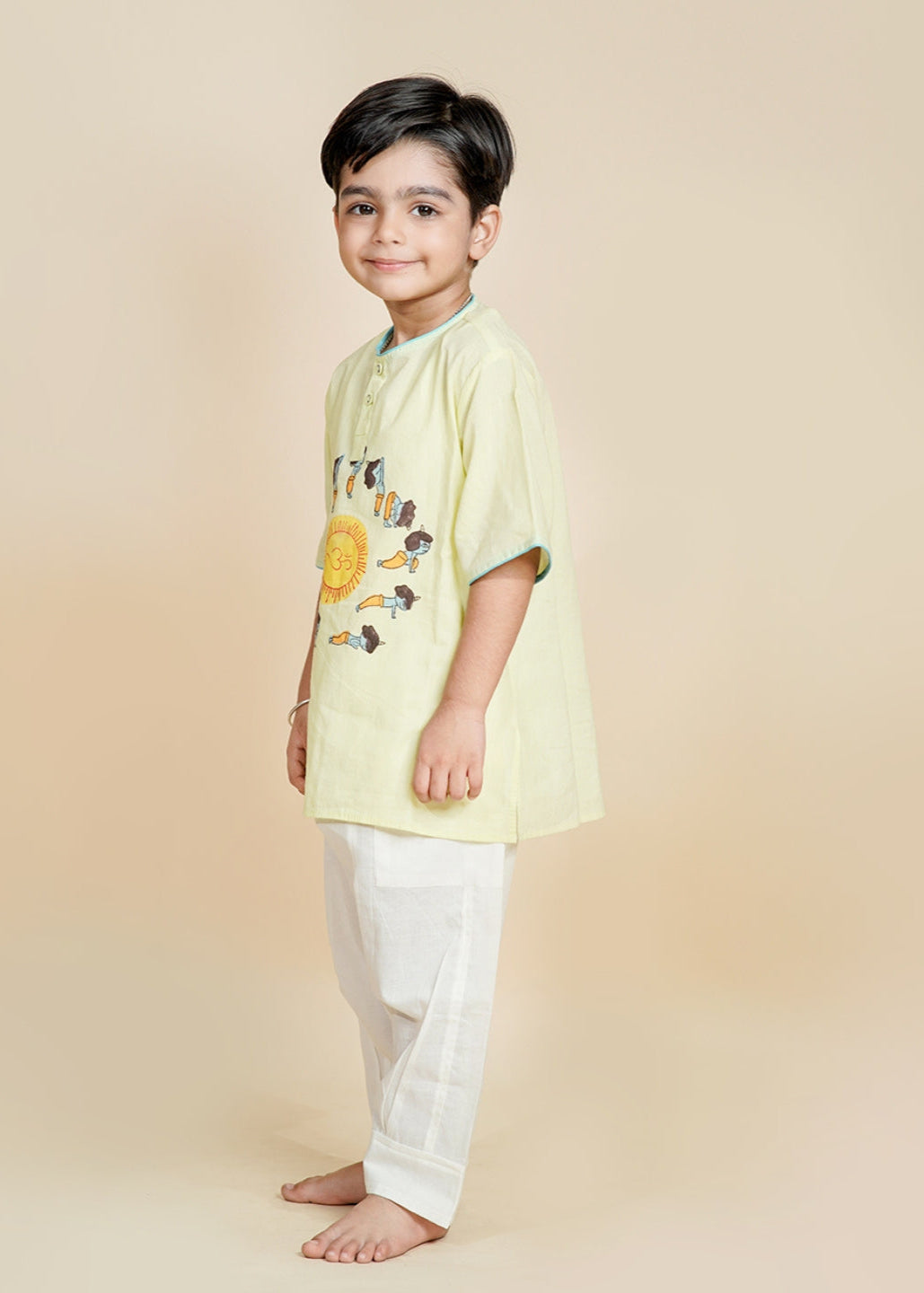 Pischatio Green Hand Block Cotton Printed Yoga Outfit Set