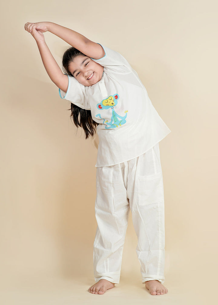 White Hand Block Printed Cotton Co-ords Set