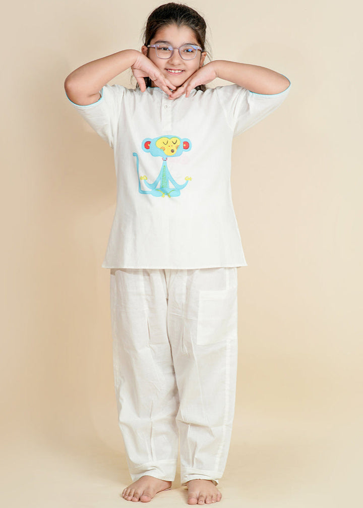 White Hand Block Printed Cotton Co-ords Set