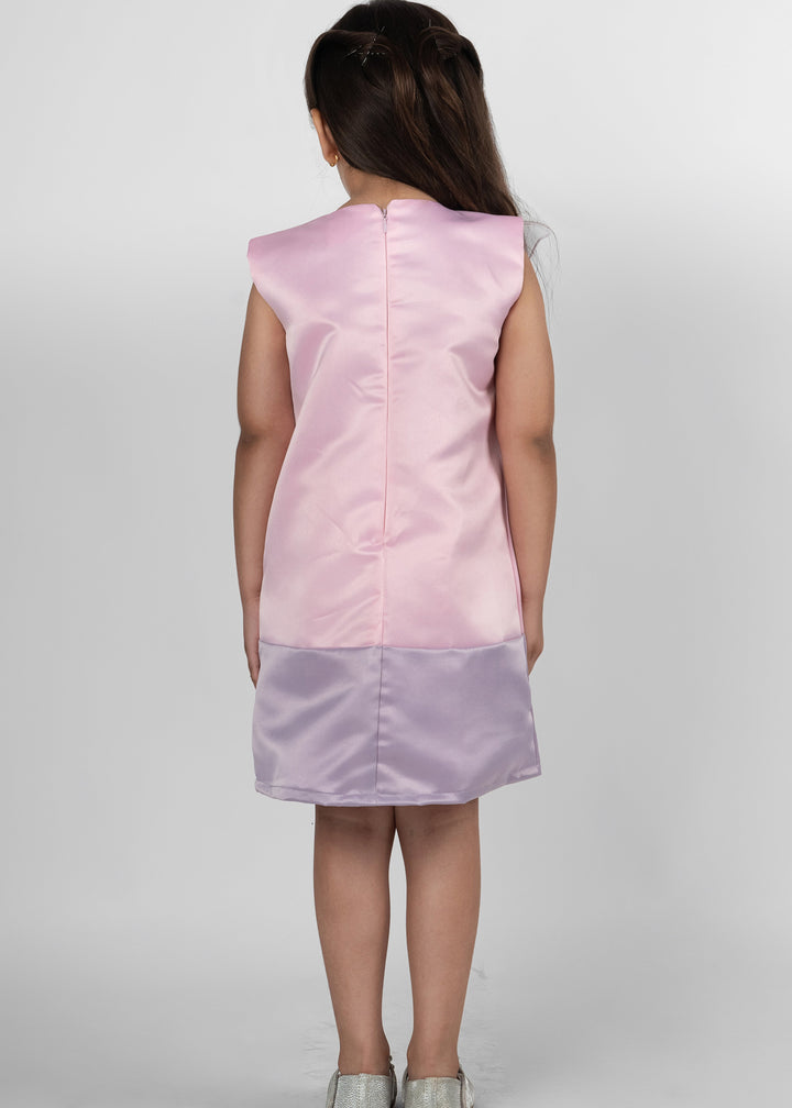 Pink And Lilac Organza Handmade Flower Dress