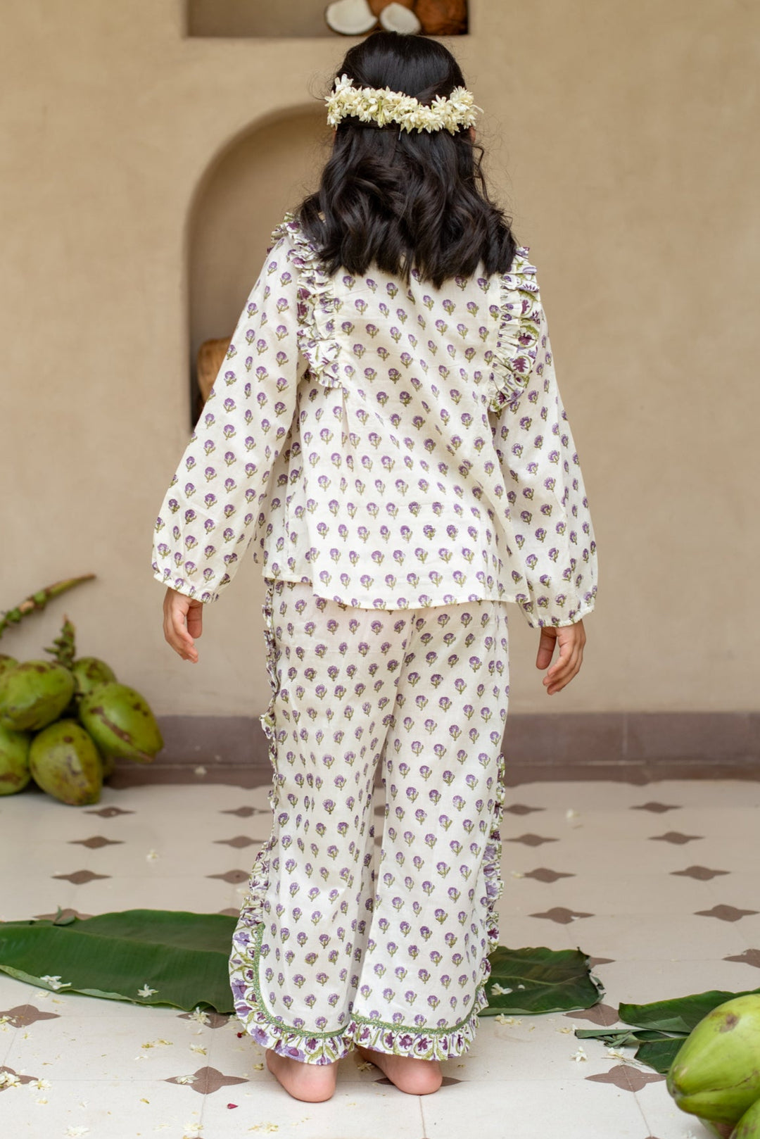 Purple Hand Block Cotton Printed Jamuni Co-ords Set