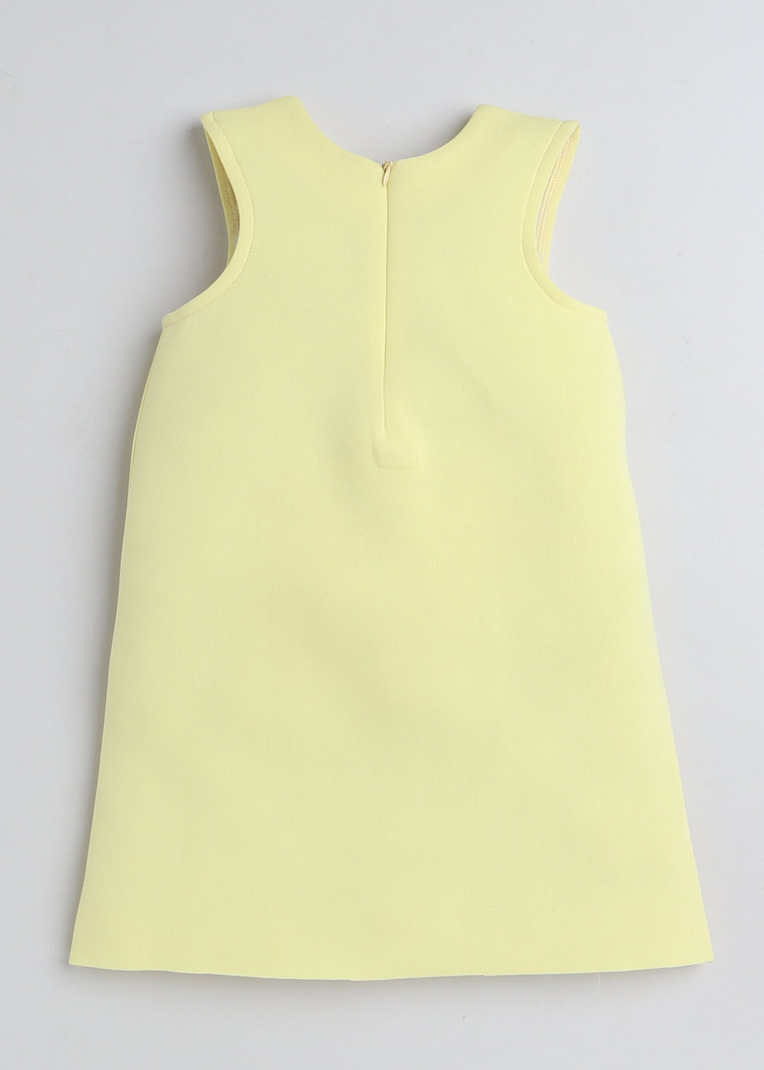 Yellow Sleeveless Floral Embellished Knee Length Dress