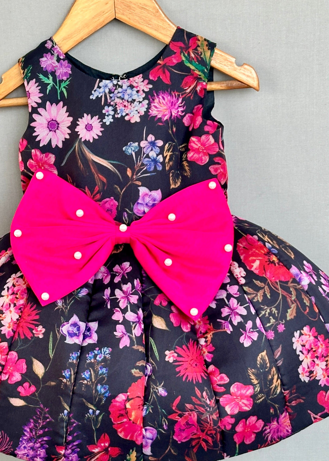 Black Floral Organza Printed Signature Flaired Dress