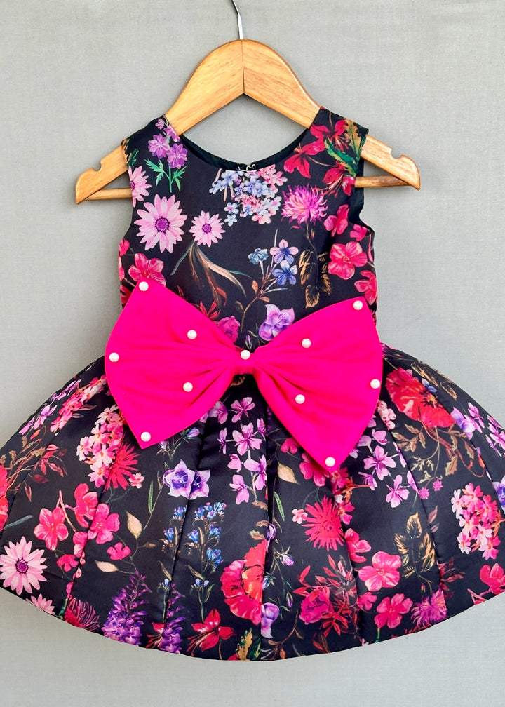 Black Floral Organza Printed Signature Flaired Dress