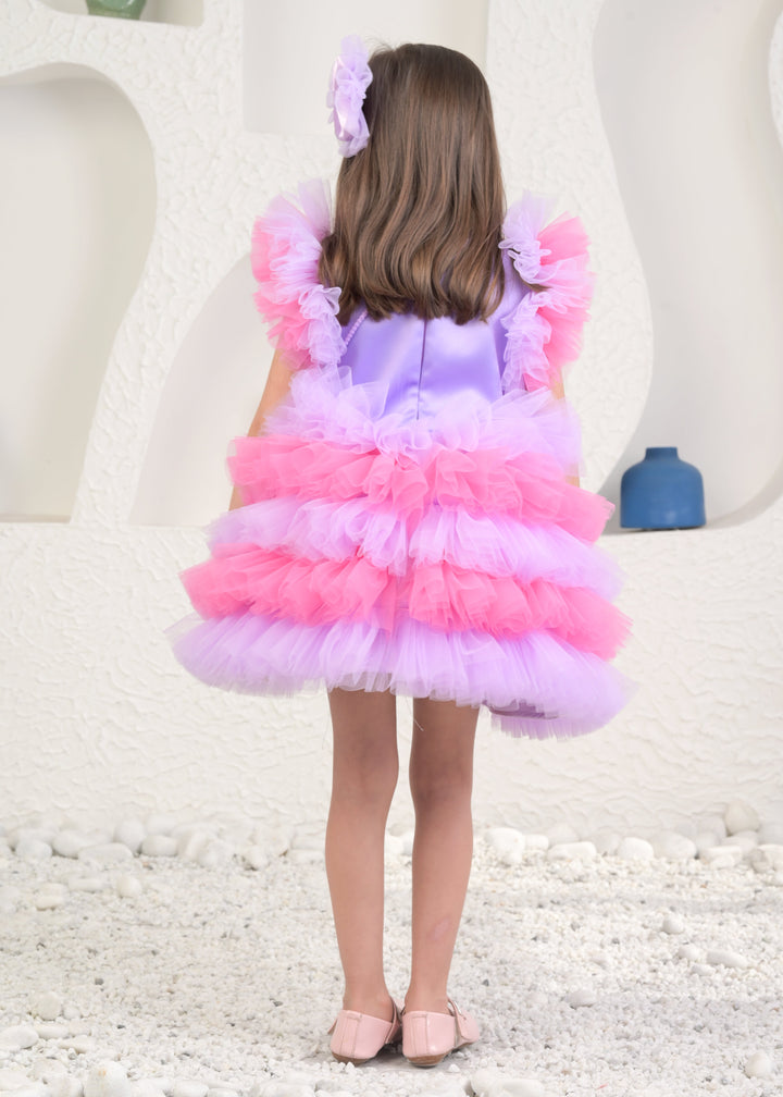 Purple Rainbow Unicorn Ruffle Dress