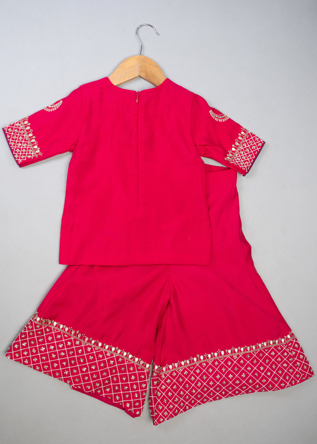 Pink Sequins Embroidered Kurta With Palazzo Set