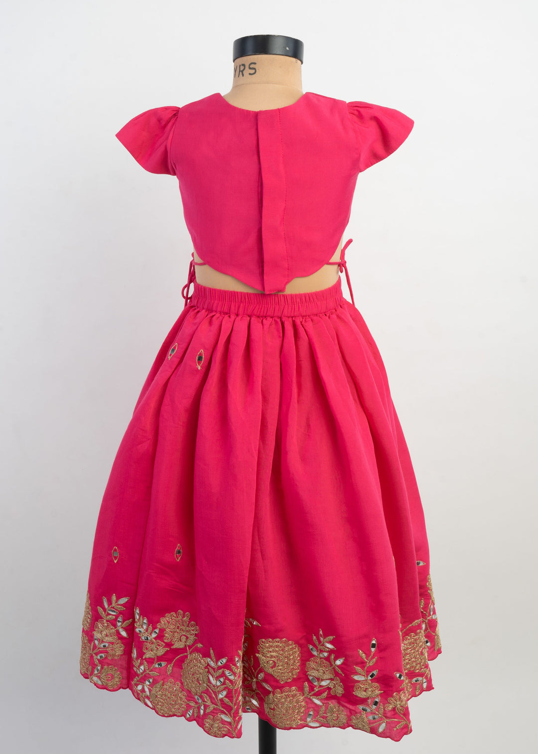 Pink Thread Embroidered Top With Ghagra Set