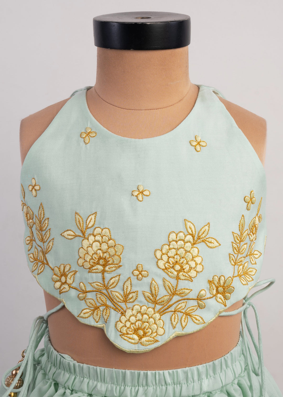 Sea Blue Thread Embroidered Ghaghra Choli Set