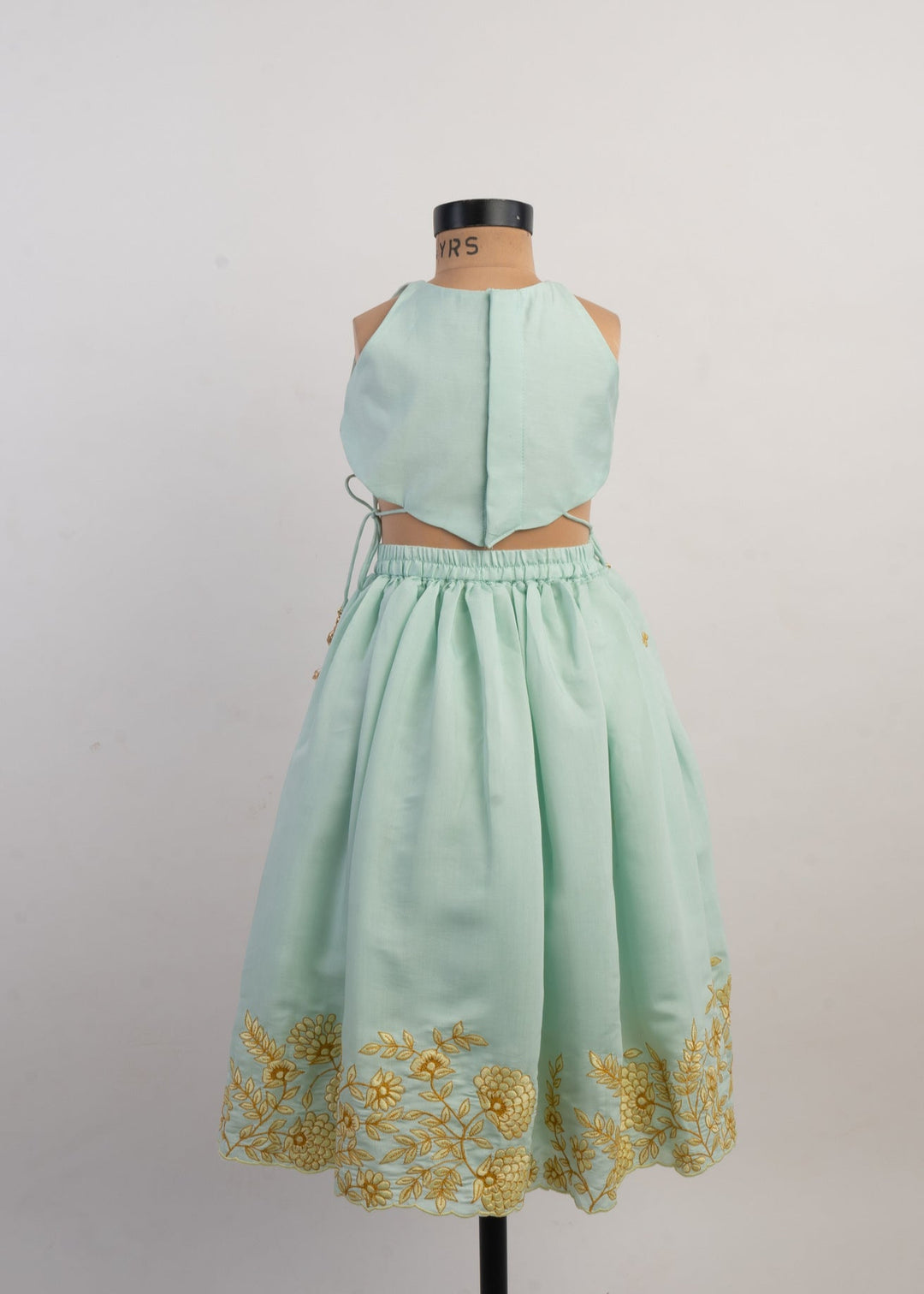 Sea Blue Thread Embroidered Ghaghra Choli Set