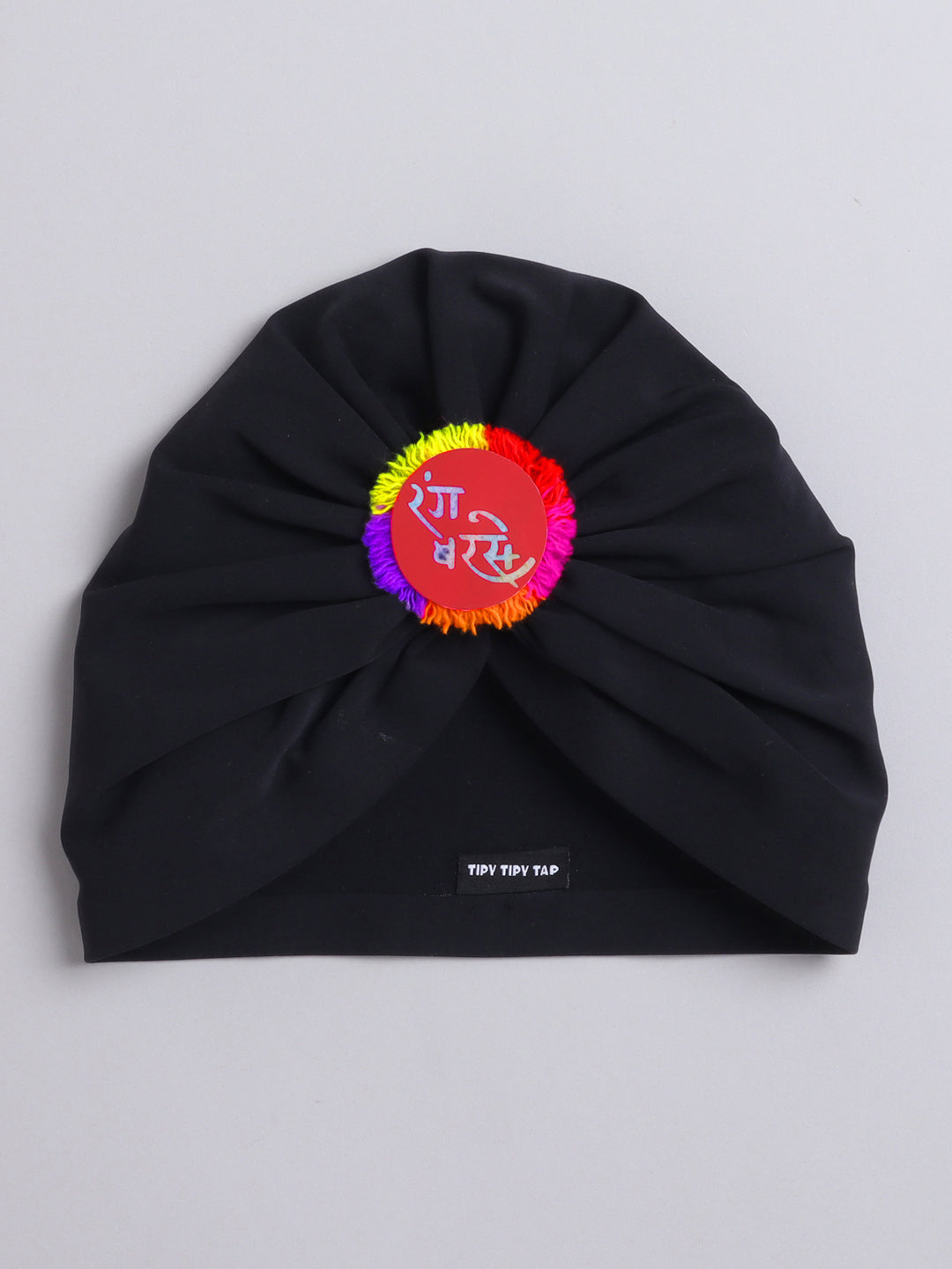 Unisex Cotton Rang Barse Adult Turban Cap- White/Black