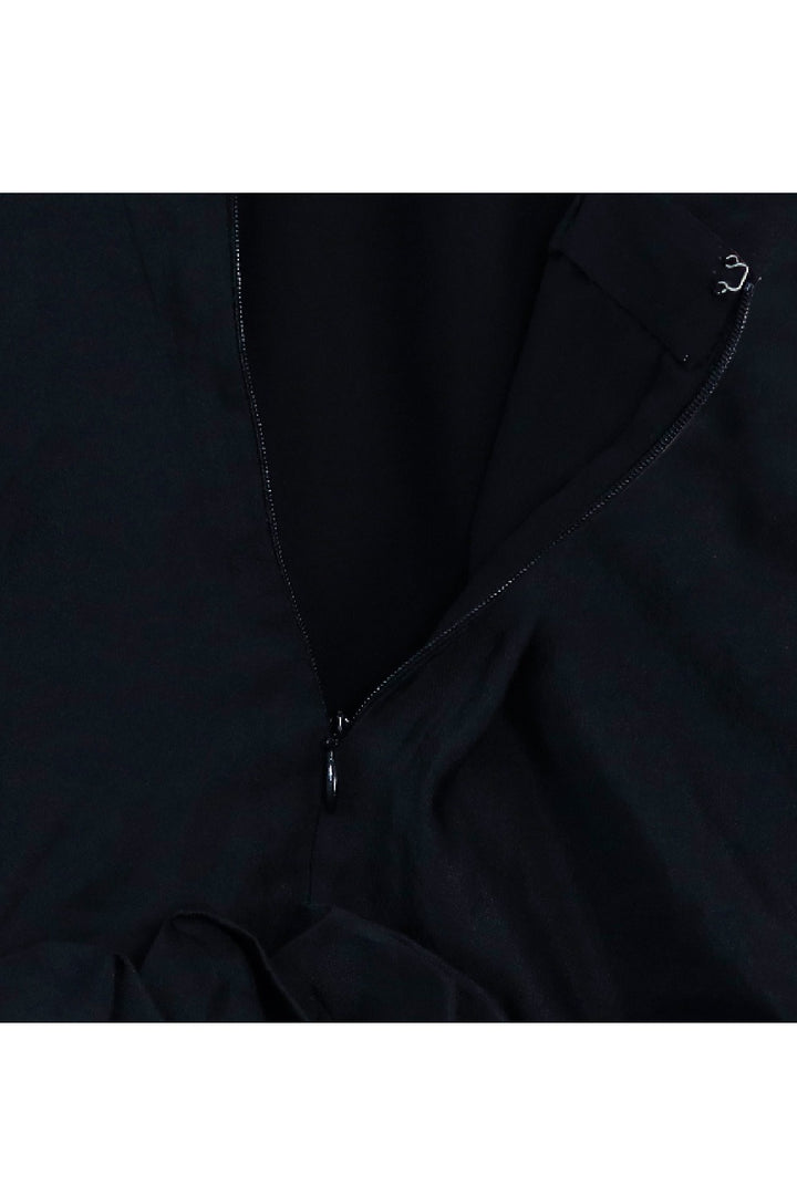 Black Bow Halter Neck Silk Dress