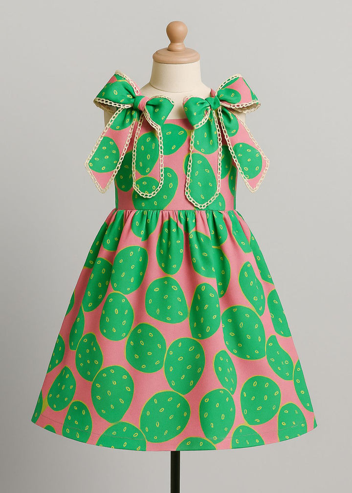Green Cactus Printed Summer Frock