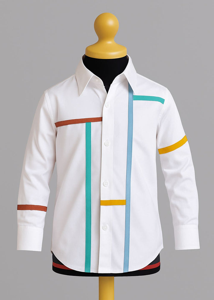 White Polychromatic Giza Cotton Shirt