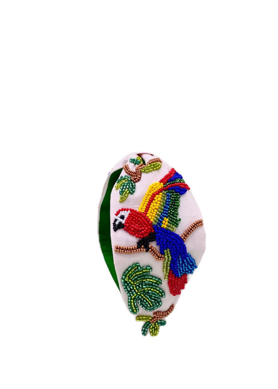 Multicolor Embroidered Parrot Beads Hairband