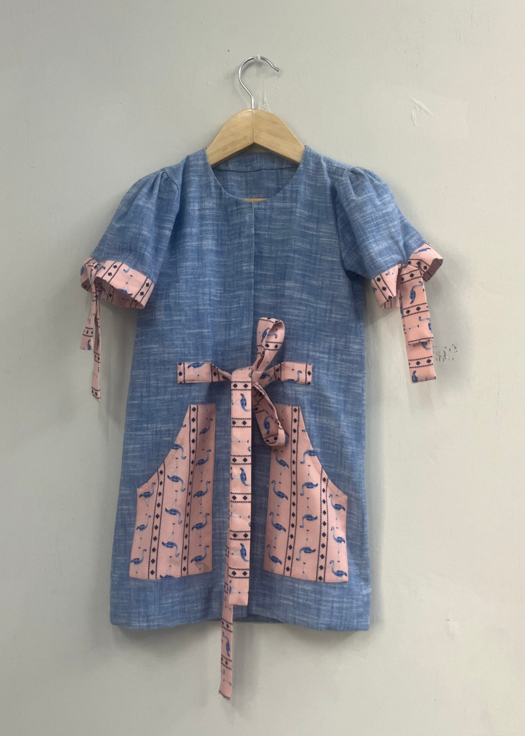 Blue Denim Shirt Dress With Pocket Details