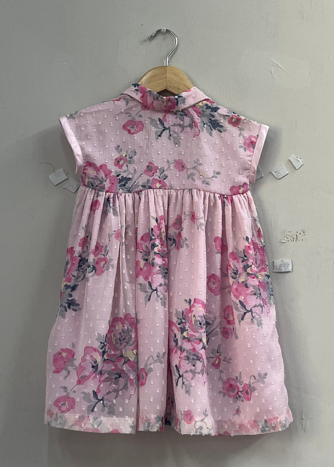 Baby Pink A-Line Shirt Dress With Gathers