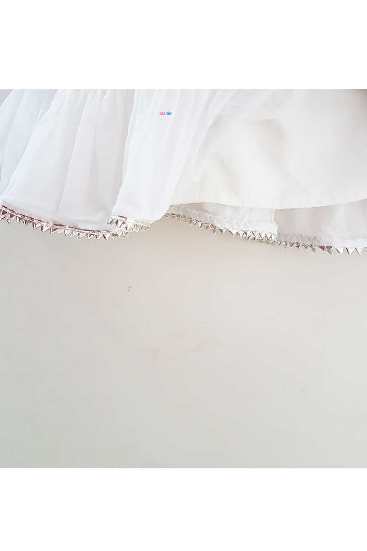 Anarkali style mustard floral print kurta with attached lehenga with mask