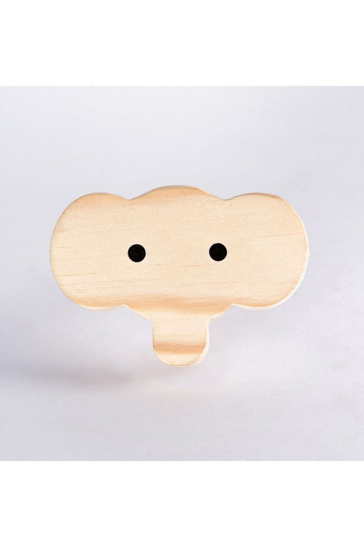 Beige Elephant Face Wooden Knob