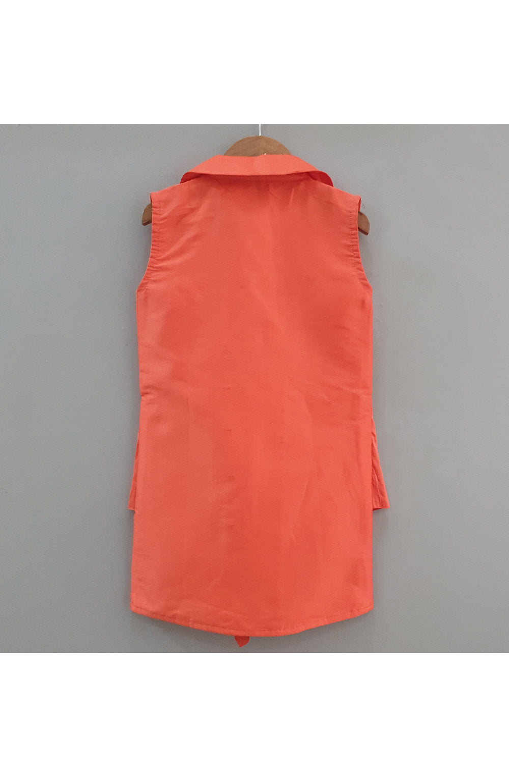 Orange embroidered belt one piece dress