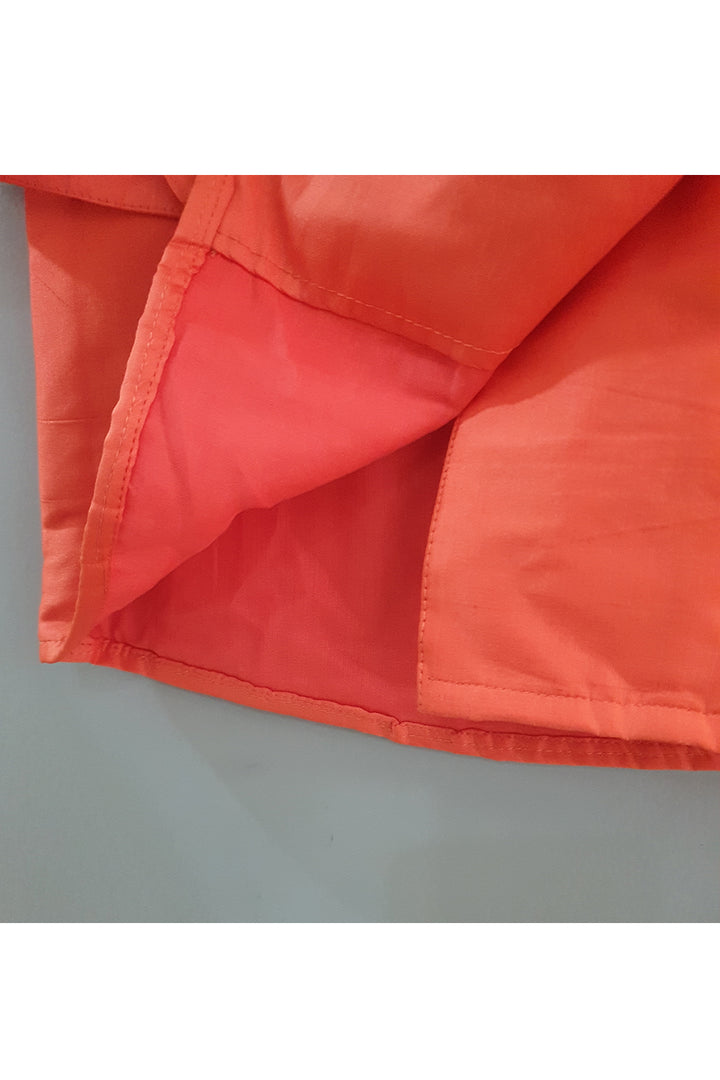 Orange embroidered belt one piece dress