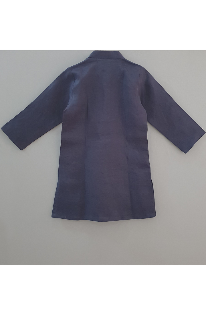 Hand painted lotus dark blue kurta shirt