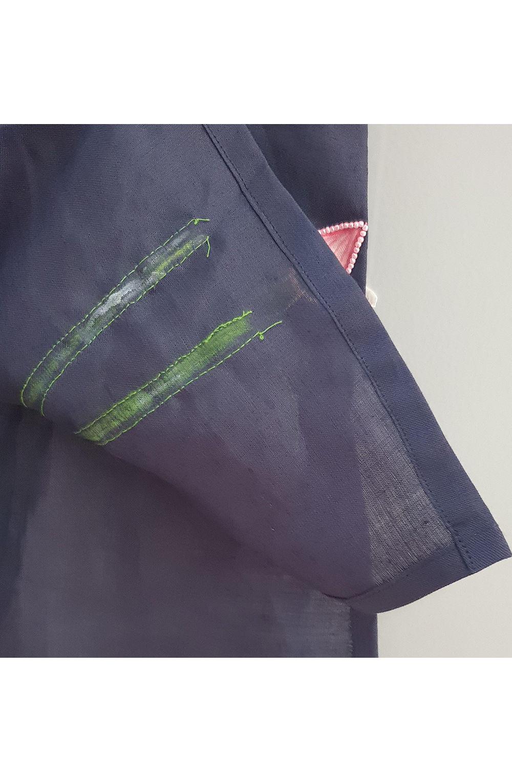 Hand painted lotus dark blue kurta shirt