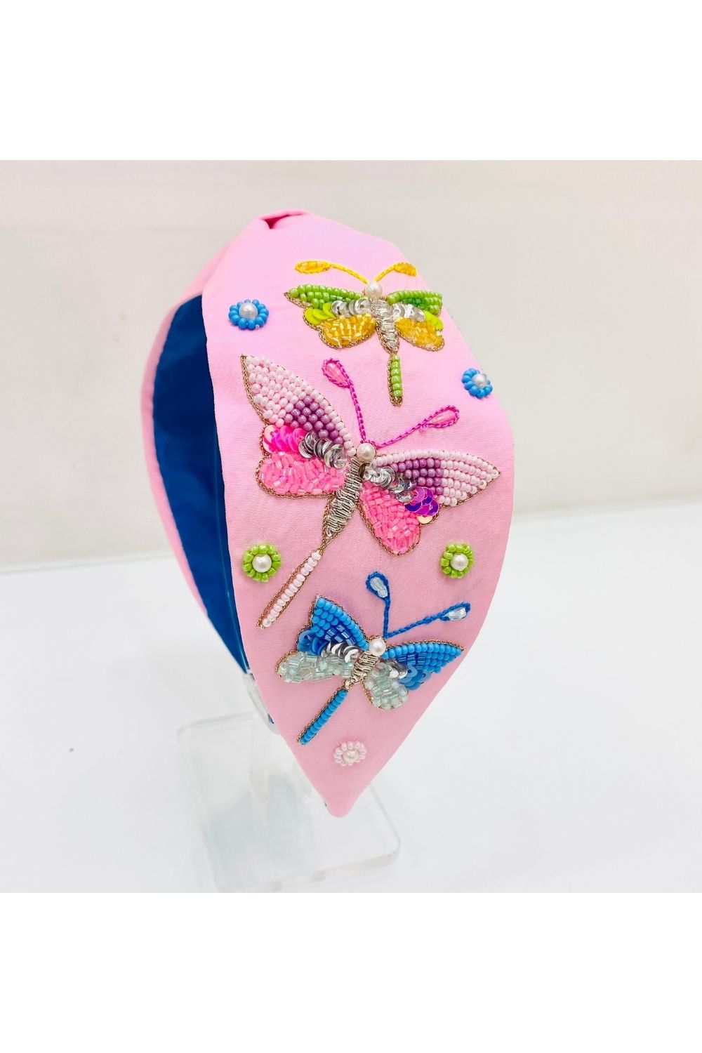 Pink butterflies pure crepe hairband