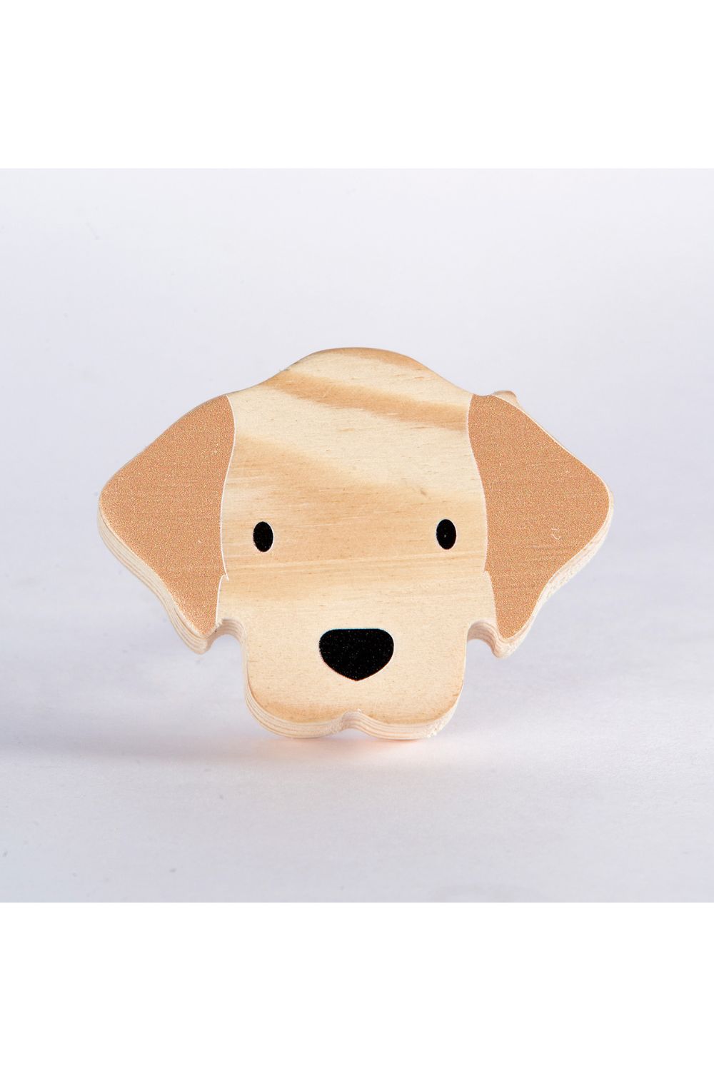 Beige Dog Face Wooden Knob