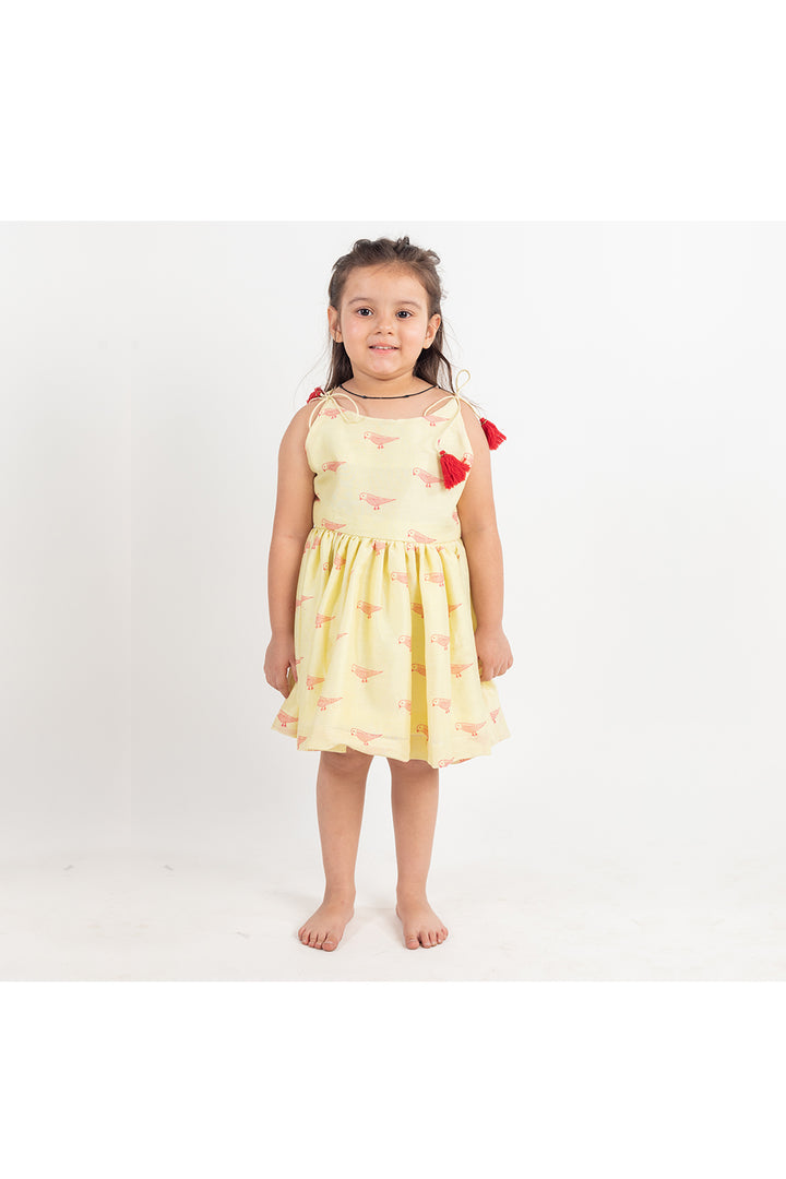 Green Block Printed Chanderi Silk Dress