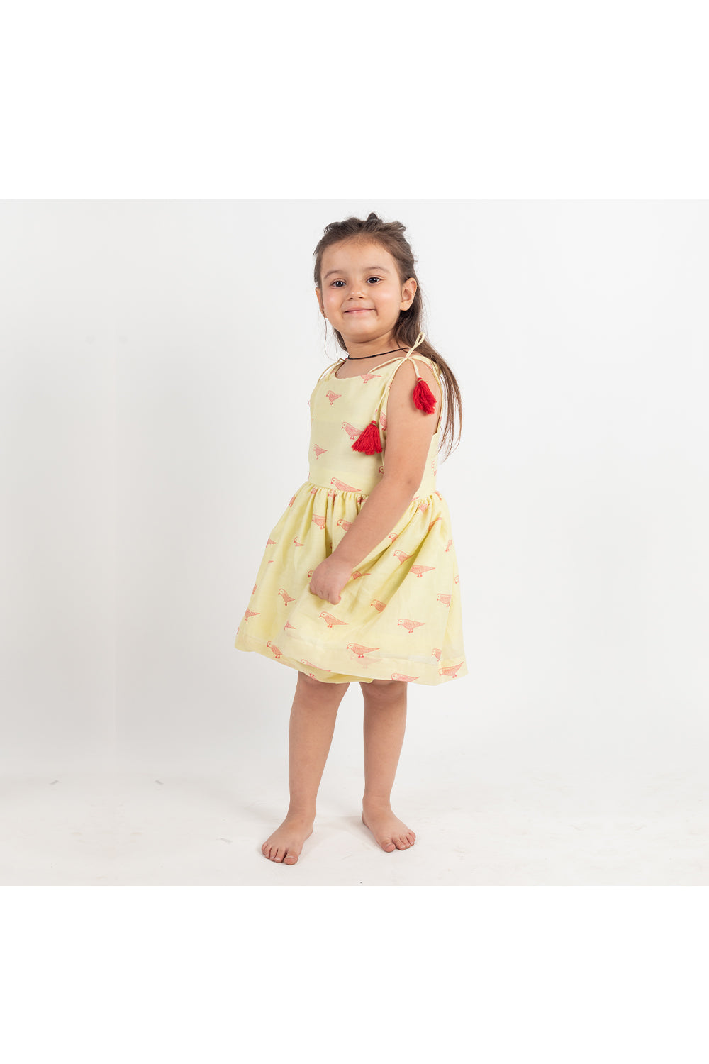 Green Block Printed Chanderi Silk Dress