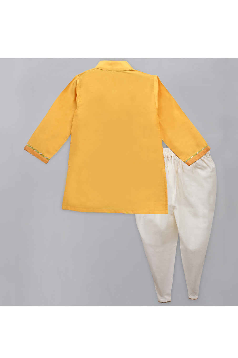 Mustard Yellow Ganpati Embroidered Kurta With Off White Dhoti Set